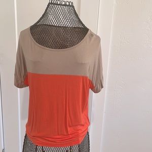 Two tone knit top for work.